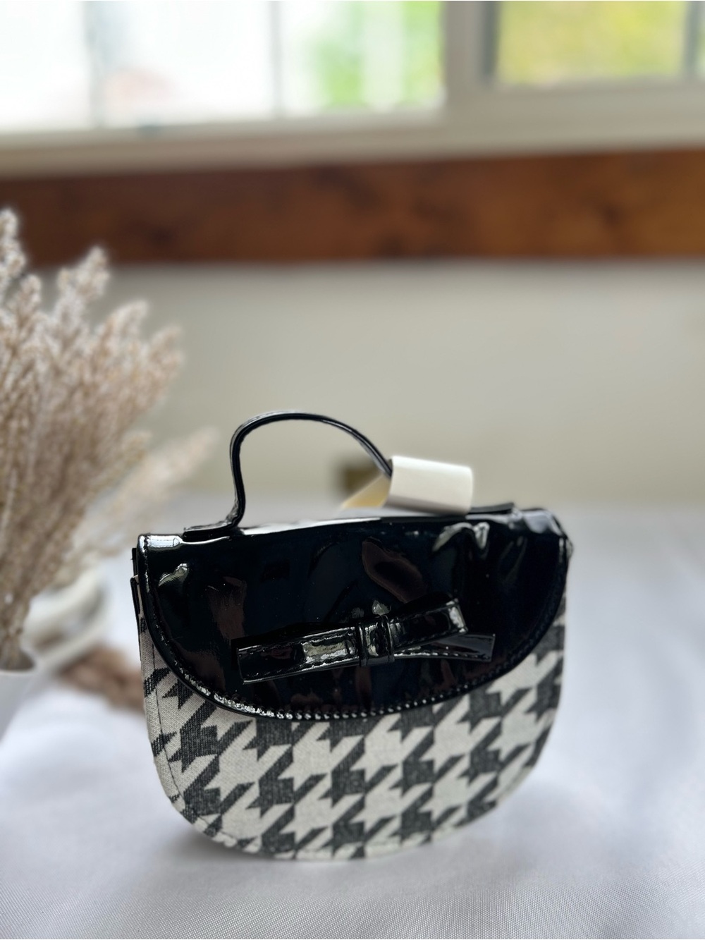 rachel zoe Black & White Houndstooth Mini Top-Handle Bag new - Picture 2 of 8